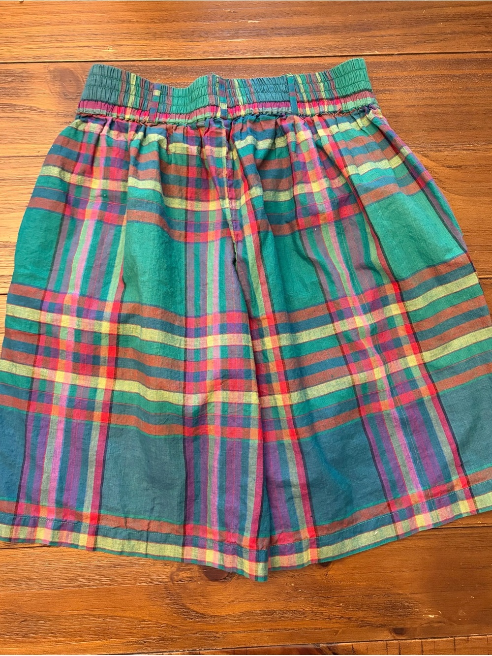 Vintage 80s Tutti Frutti Madras Plaid High Waist Pleated Bermuda Shorts M - Picture 2 of 9